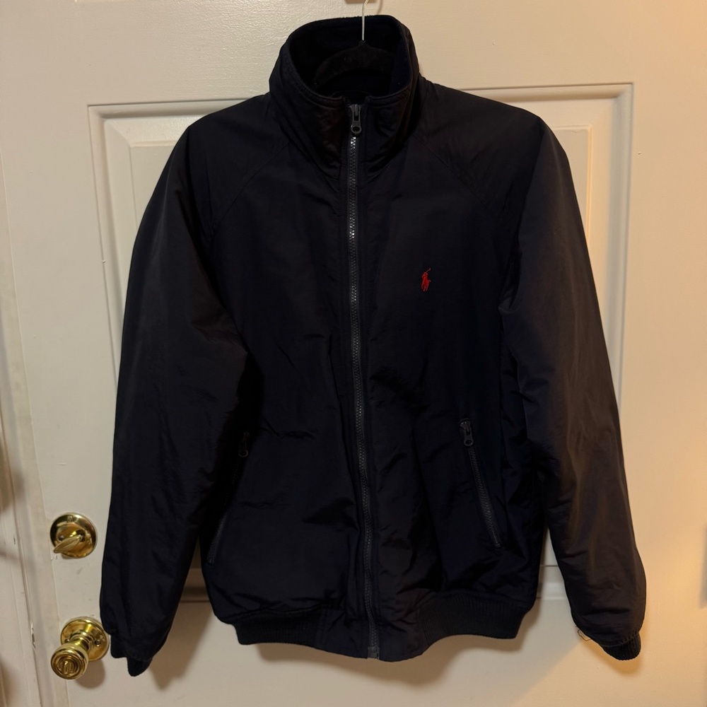 Vintage Polo Ralph Lauren Navy Zip Up Fleece Lined Jacket Size Small